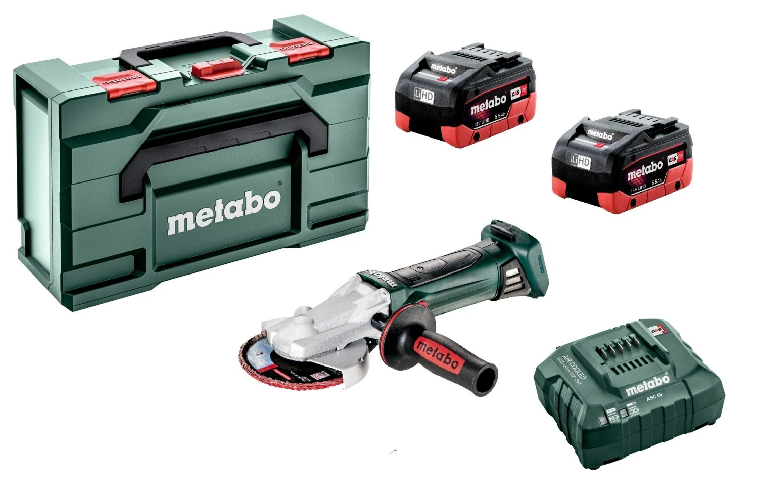 Metabo WF 18 LTX 125 QUICK 18V Li-ion Accu Platkop Haakse Slijper Set (2x 5.5Ah LiHD Accu) In MetaBOX - 125mm - 601306660 3 Metabo WF 18 LTX 125 QUICK 18V Li-ion Accu Platkop Haakse Slijper Set (2x 5.5Ah LiHD Accu) In MetaBOX - 125mm - 601306660