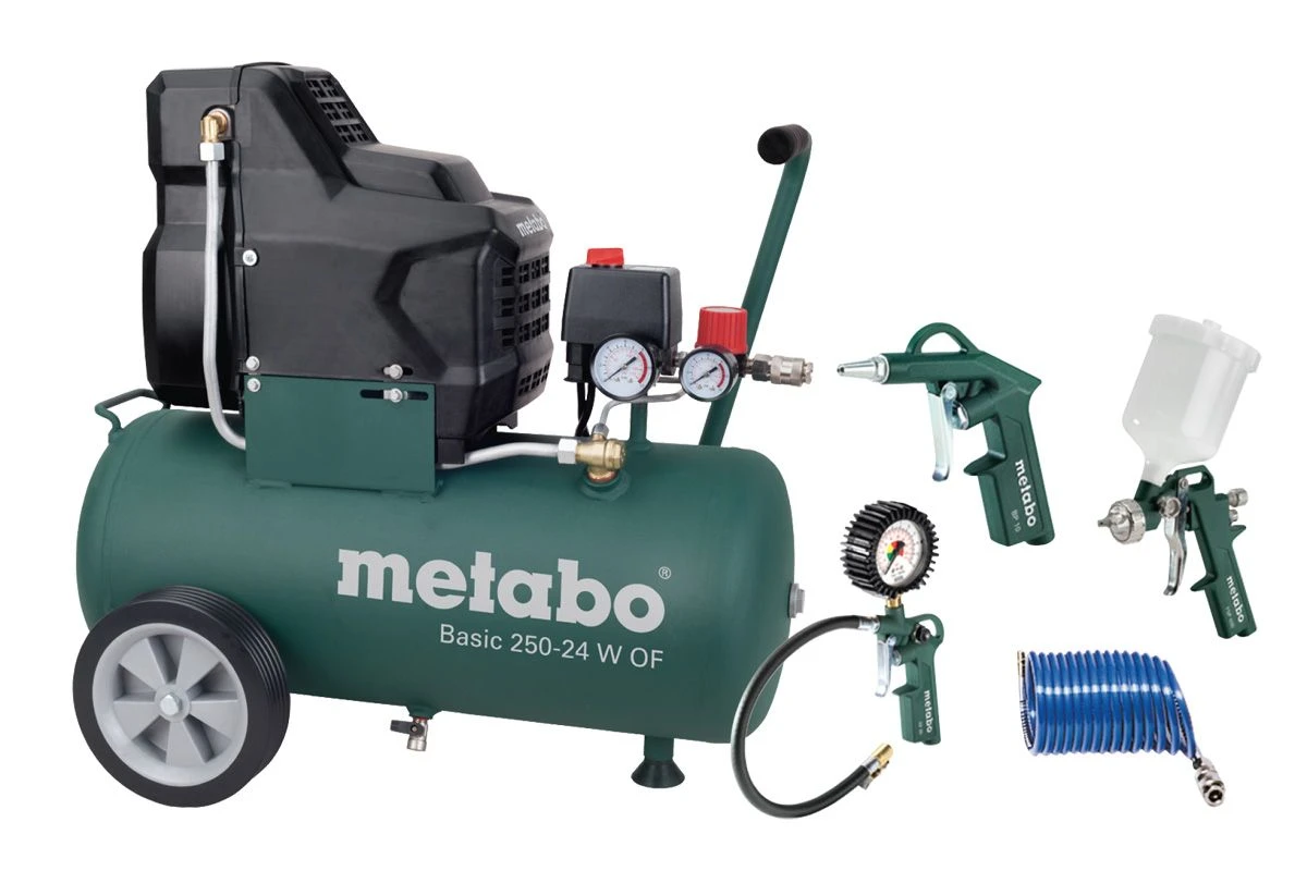 Metabo Basic 250-24 W OF SET Compressor + LPZ-4 Toebehorenset - 1500W - 8 Bar - 24L - 100 L/min - 690865000 3 Metabo Basic 250-24 W OF SET Compressor + LPZ-4 Toebehorenset - 1500W - 8 Bar - 24L - 100 L/min - 690865000