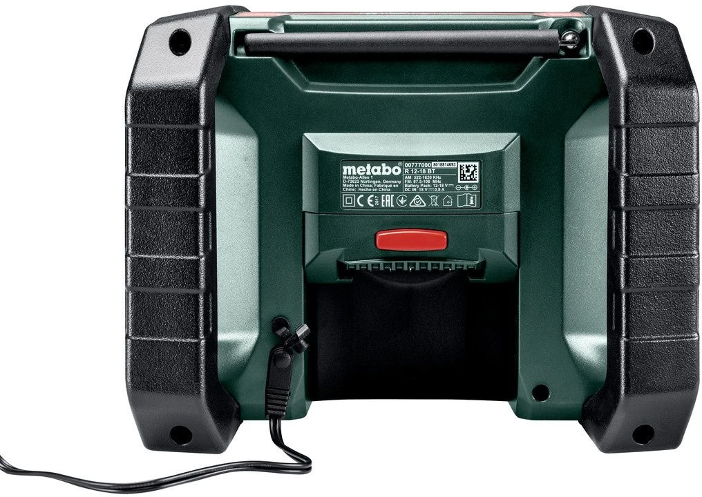 Metabo R 12-18 BT 12V / 18V Li-Ion Accu Bouwradio Met Bluetooth - Werkt Op Netstroom & Accu - 600777850 4 Metabo R 12-18 BT 12V / 18V Li-Ion Accu Bouwradio Met Bluetooth - Werkt Op Netstroom & Accu - 600777850 - Afbeelding 2